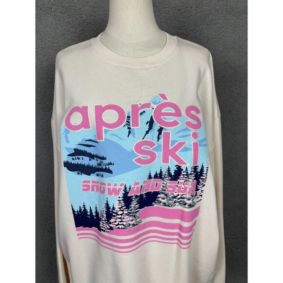 Selfie Juniors' Apres Ski Snowland And Sun Cozy Fleece Sweatshirt Size XL NWT's. - Picture 2 of 8